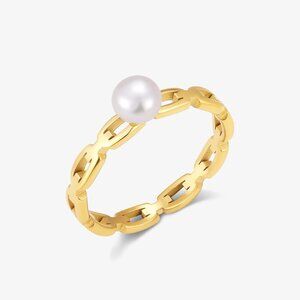 Sera Size Fresh Water Pearl Rings With Link Band